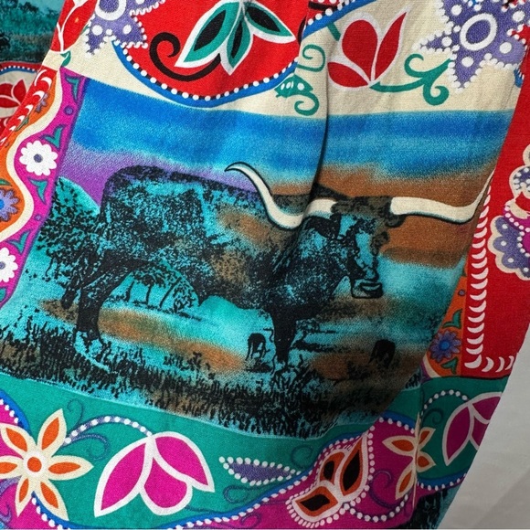 Vintage Skirt Maxi 80s Hippy Boho Gypsy Southwestern Aztec USA Native American - Picture 10 of 15